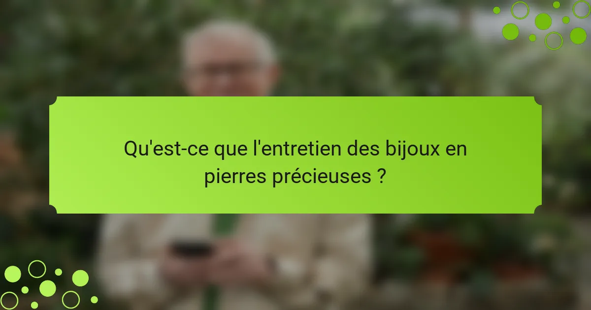 Qu'est-ce que l'entretien des bijoux en pierres précieuses ?